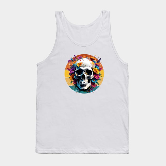 Floral Skull Tank Top by Wilcox PhotoArt